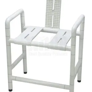 כיסא נוחות שמתאים למקלחת ולשירותים. עשוי מנירוסטה איכותית אל חלד בציפוי לבן. עם תקן בינלאומי