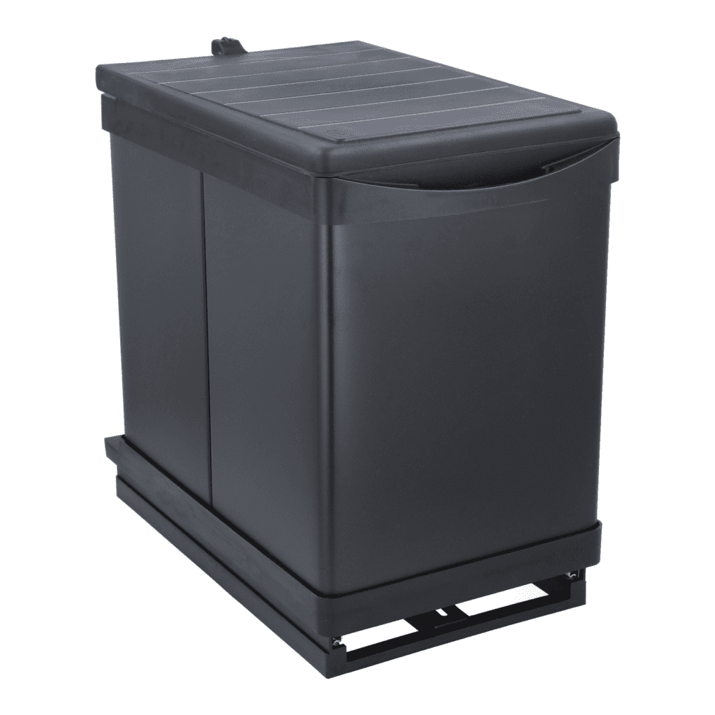 פח אשפה נשלף למטבח 16 ליטר בהרכבה נוחה לארון המטבח בצבע שחור