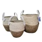 סט שלושה סלים טבעי עם לבן