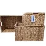 סט סלסלאות קש ידיות עץ