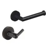 סט מחזיק נייר ומתלה מגבות שחור מט דגם ROTEM