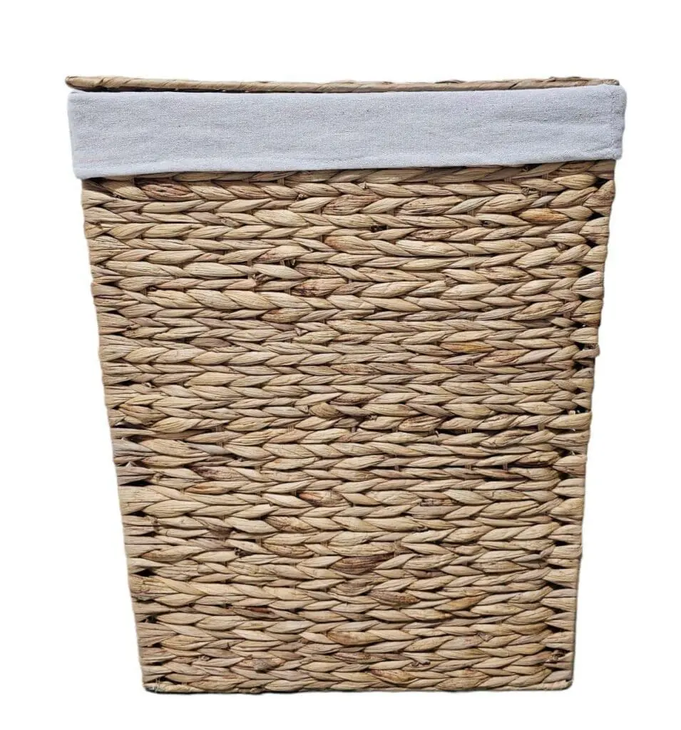 סל כביסה מלבני גדול עם מכסה וכיסוי בד פנימי