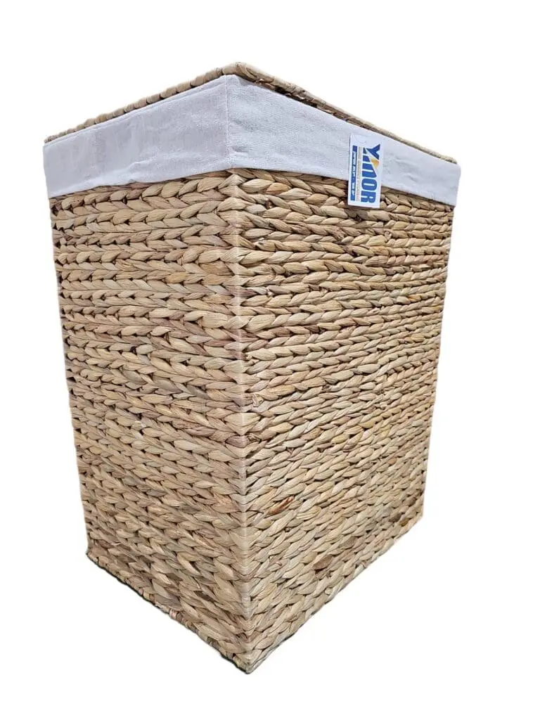 סל כביסה מלבני ענק עם מכסה ומעטפת בד פנימי