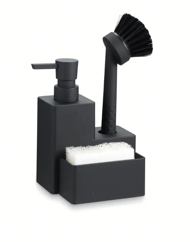 מעמד לסבון כלים עם מברשת שחור